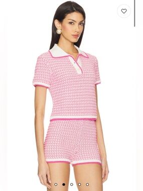 Lena Polo Top in Pink & White - Lovers & Friends, Size Small (4-6)
